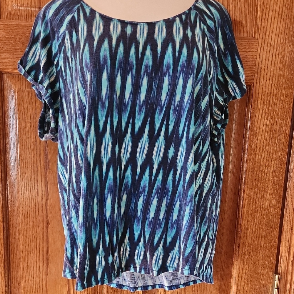 Christopher & Banks Blue Patterned Women's Top
